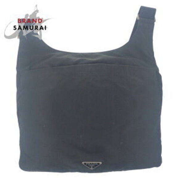Prada Handbags - Prada Tessuto triangular logo plate black nylon shoulder bag
